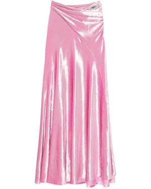 Rabanne Jupe Longue À Broche En Velours - Pink