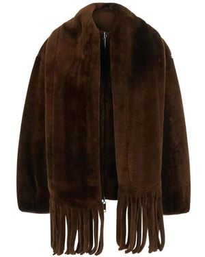 Urbancode Fringe-Detail Reversible Coat - Brown