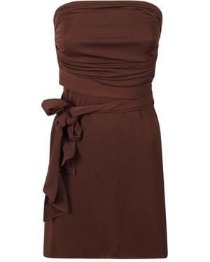 The New Arrivals Ilkyaz Ozel Ruched Tie Top - Brown