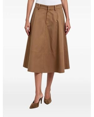 Brunello Cucinelli Panelled Midi A-Line Skirt - Brown