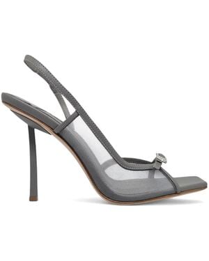 Le Silla Crystal-Buckle Mesh Sandals - White