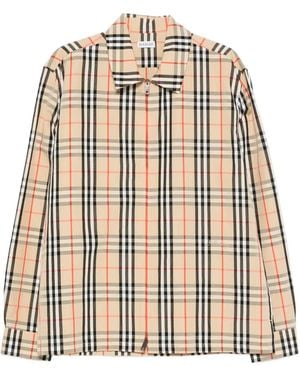 Burberry Karierte Hemdjacke Mit Reißverschluss - Natur