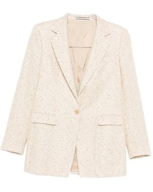 Tagliatore Sequin-Embellished Tweed Jacket - Natural