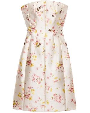 Prada Floral-Print Embellished Mini Dress - Natural