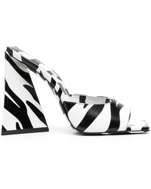 The Attico Devon Zebra Print 115mm Mules - Black