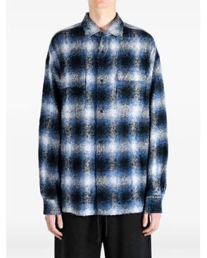 KOZABURO Check-Pattern Distressed Shirt - Blue