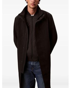 Calvin Klein Logo-Detail Hooded Coat - Black
