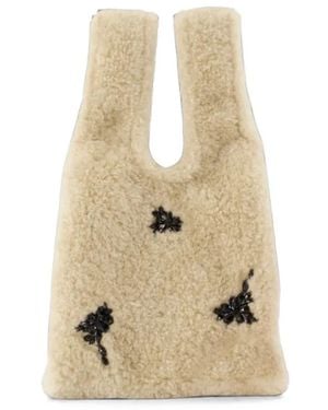 Simone Rocha Bolso Shopper Con Detalle De Cuentas Y Pelo Sintético - Neutro