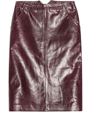 Remain Leather Midi Skirt - Purple