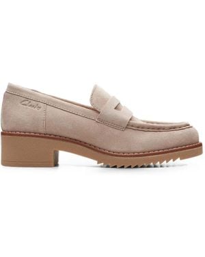 Clarks Eden Style Suede Loafers - Natural