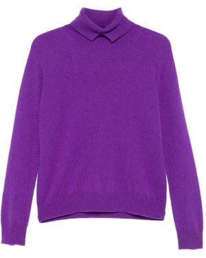 Vanisé Collared Roll-Neck Sweater - Purple