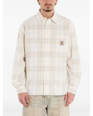 Carhartt Wilber Check-Pattern Logo-Patch Shirt - White