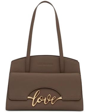 Love Moschino Sac Porté Épaule À Plaque Logo - Brown