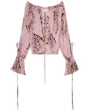 Blumarine Butterfly-Print Blouse - White