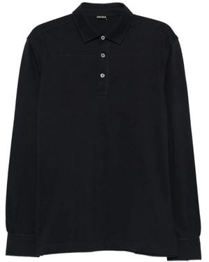 ZEGNA Long-Sleeve Polo Shirt - Black