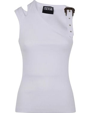 Versace Jeans Couture Top Con Fibbia Barocca - Bianco