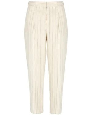 PT Torino Pinstripe-Pattern Pleated Pants - White
