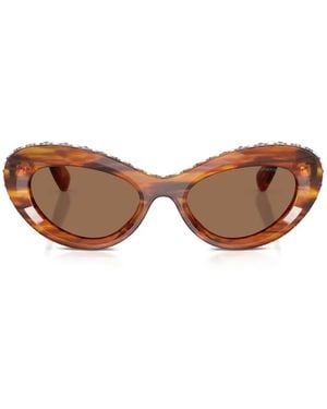 Swarovski Crystal-Embellished Tortoiseshell-Effect Sunglasses - Brown