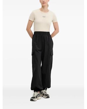 EA7 Elasticated-Waist Cargo Trousers - Black