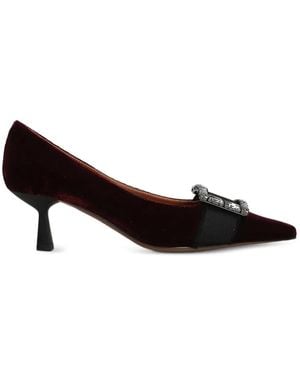 Roberto Festa Decolette Crystal-Buckle Velvet Pumps - Black