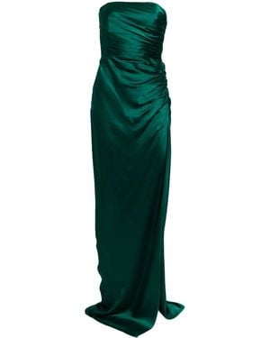 Michelle Mason Strapless Gathered Silk Gown - Green
