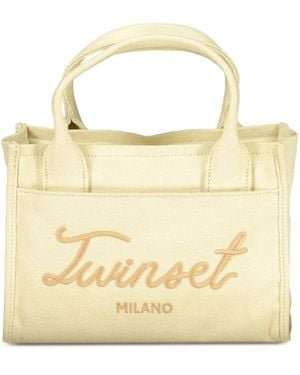 Twinset Sac Cabas À Logo Brodé - Metallic