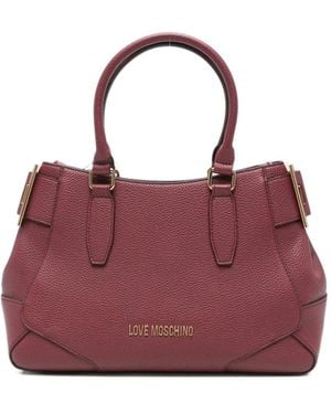 Love Moschino Logo-Plaque Grained-Effect Tote Bag - Purple