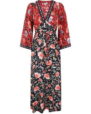 RIXO London Dahlia Silk Midi Dress - Red