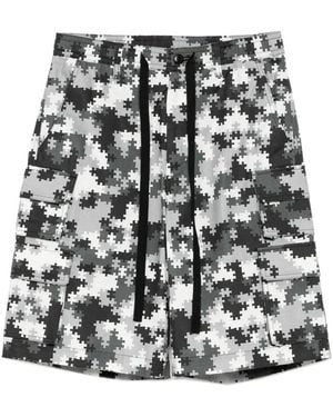 PEACE AND AFTER Puzzle Camo Cargo Shorts - Black