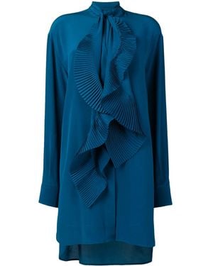 Givenchy Pleated Scarf Shirt Dress - Blue