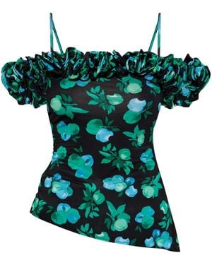 Coperni Floral-Print Blouse - Green