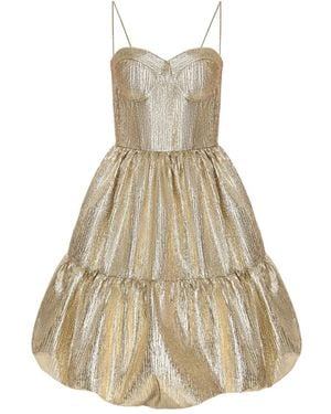 ANOUKI Tiered Metallic Dress - Natural