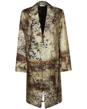 Pierre Louis Mascia Floral-Print Jacquard Coat - Natural