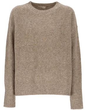 ELEH Sequin-Embellished Ribbed-Trim Jumper - Natural