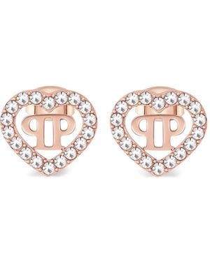 Philipp Plein Pendientes Con Diseño De Corazón - Blanco