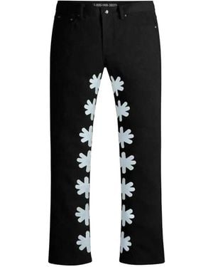 LOSTSHDWS Floral-Detail Bootcut Jeans - Black