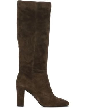 Julie Dee Bottes Zippées En Cuir À Bout Rond - Marron