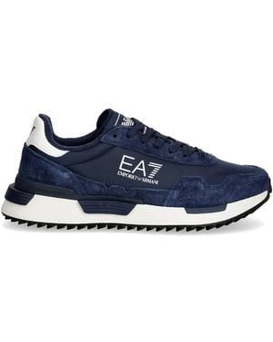 EA7 Logo-Print Trainers - Blue