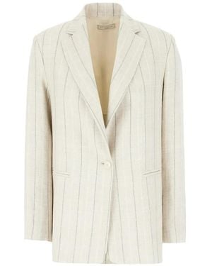 Antonelli Pinstripe-Pattern Single-Breasted Blazer - White