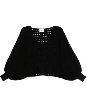 Nude Open-Knit Sweater - Black