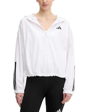 adidas Hyperglam Hooded Logo-Print Jacket - White
