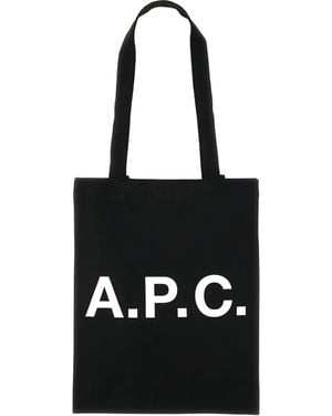 A.P.C. Lou Logo-Print Canvas Tote Bag - Black