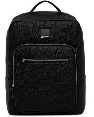 KARL LAGERFELD Logo-Embossed Monogram Backpack - Black