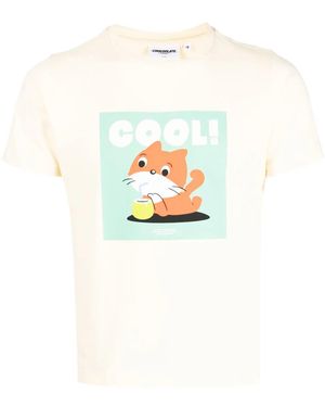 Chocoolate T-Shirt Girocollo Con Stampa Grafica - Bianco