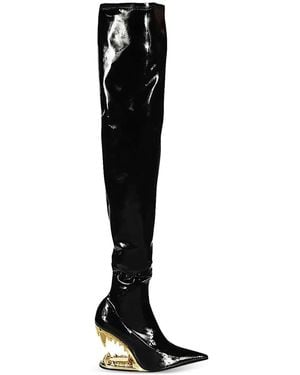 Gcds 110Mm Morso Vinyl Over-The-Knee Boots - Black
