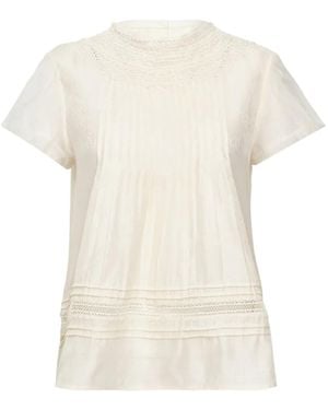 Renli Su Anstecknadel-Bluse mit Spitzenbesatz - Weiß