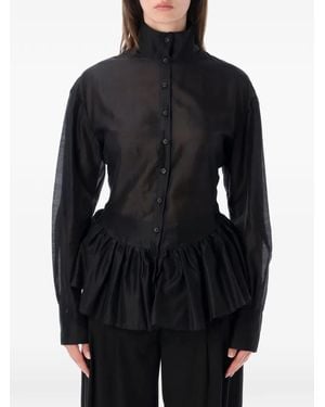 Thelatest Elaine Ruffled-Peplum Shirt - Black