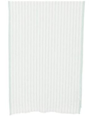 Eleventy Stripe-Pattern Lurex-Detail Scarf - White