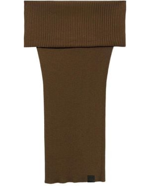 Stella McCartney Off-Shoulder Ribbed Wool Top - Brown