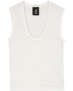 Thom Krom Scoop-Neck Linen Blend Tank Top - White